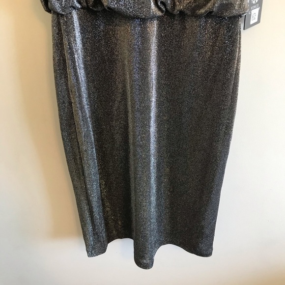 NWT Vince Camuto Bloused Cocktail Dress Silver - Picture 3 of 6